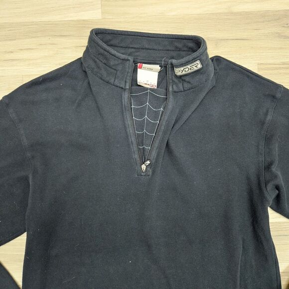 Spyder Mens Black 1/4 Zip Mock Neck Web Shirt Small - Picture 4 of 8